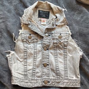 Distressed Gray Denim Vest